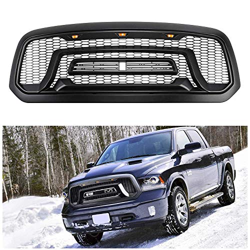 Grill for Dodge Ram 1500 2013-2018 Rebel Grill and 3 Amber LED lights ABS Front Grille (with Letter)