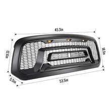 Load image into Gallery viewer, Grill for Dodge Ram 1500 2013-2018 Rebel Grill and 3 Amber LED lights ABS Front Grille (with Letter)
