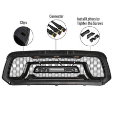 Load image into Gallery viewer, Grill for Dodge Ram 1500 2013-2018 Rebel Grill and 3 Amber LED lights ABS Front Grille (with Letter)
